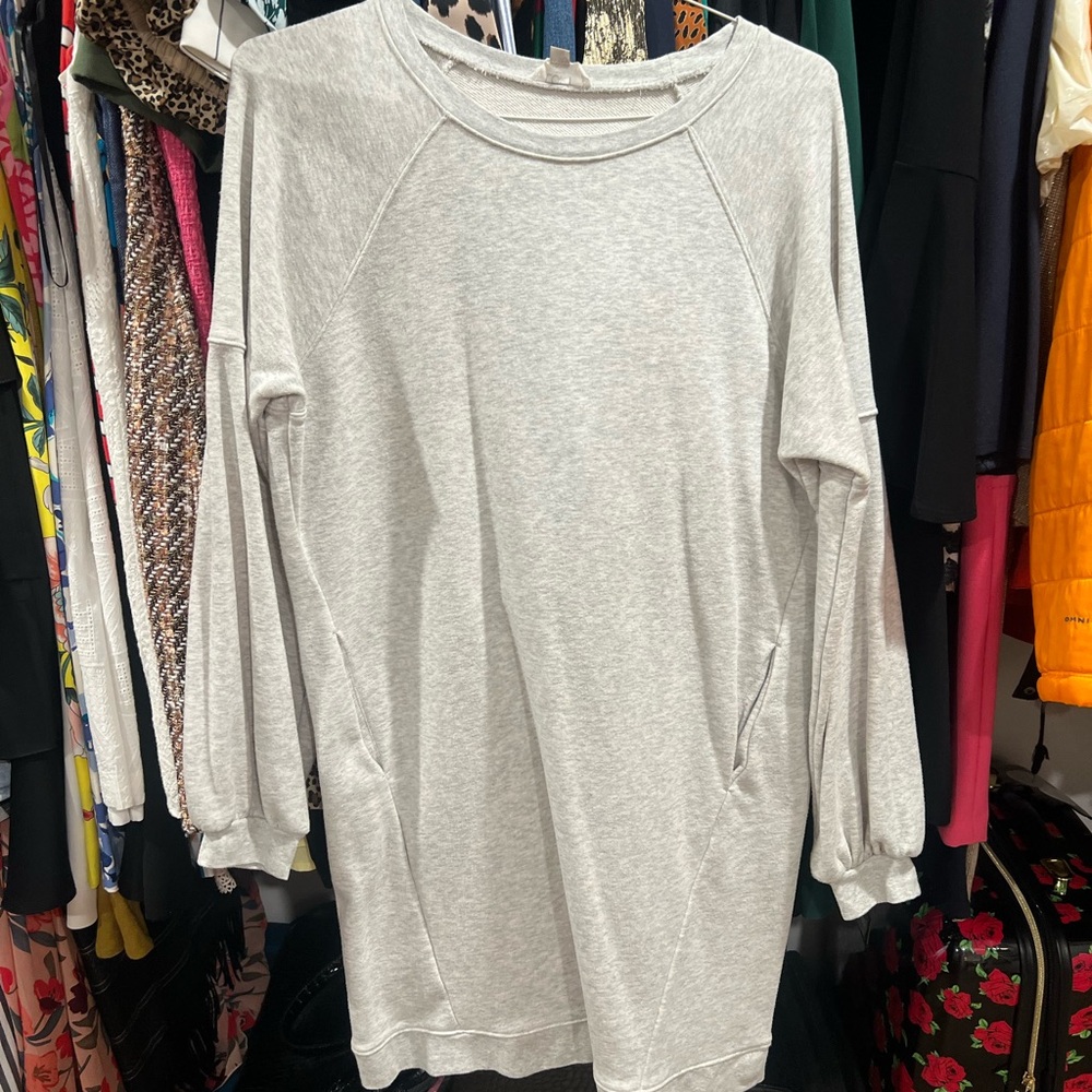 AT Loft Gray Long Sleeve Sweatshirt Dress
